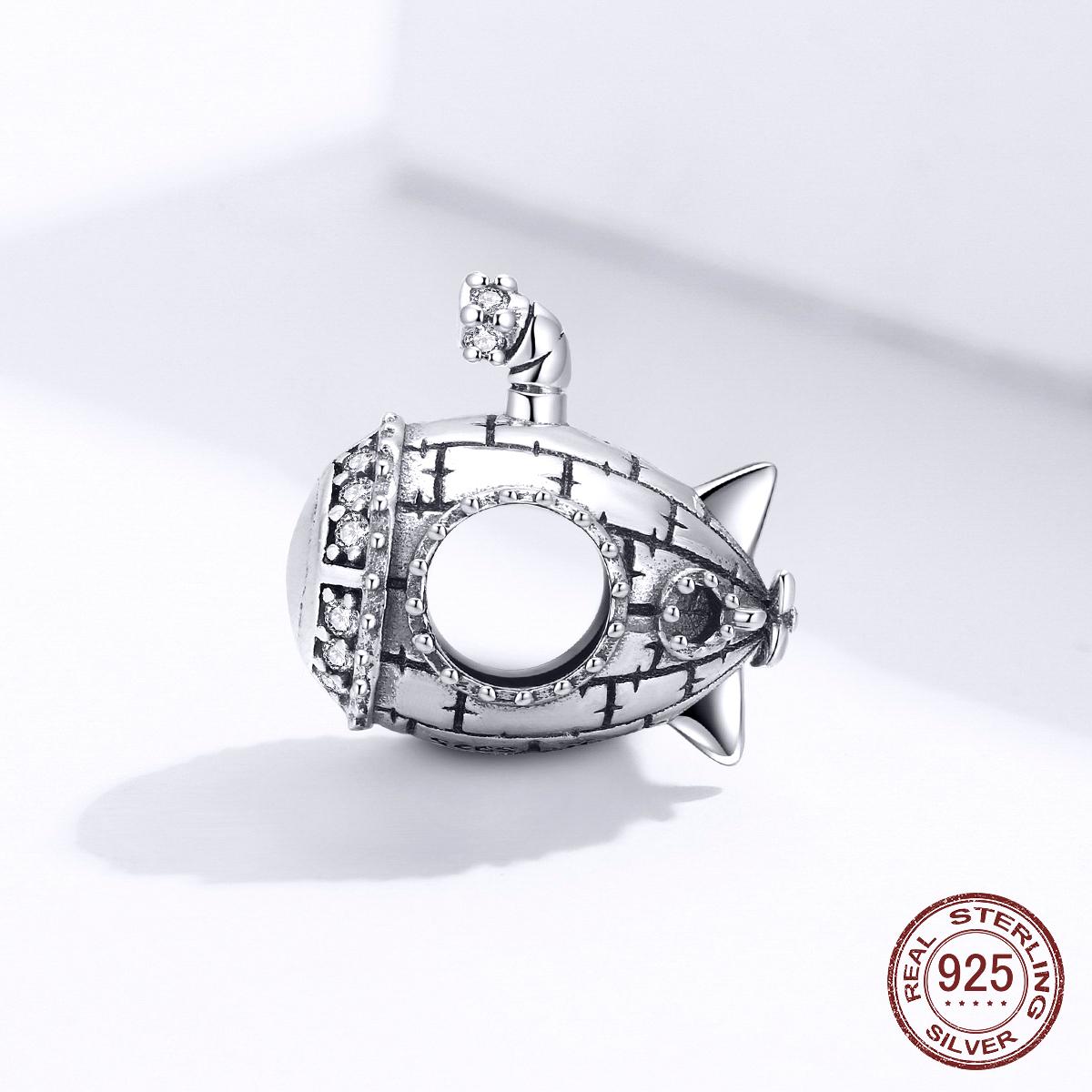 

925 стерлингового серебра дизайн симпатичная подводная лодка металлические бусины шарм для серебра DIY браслет ювелирные изделия