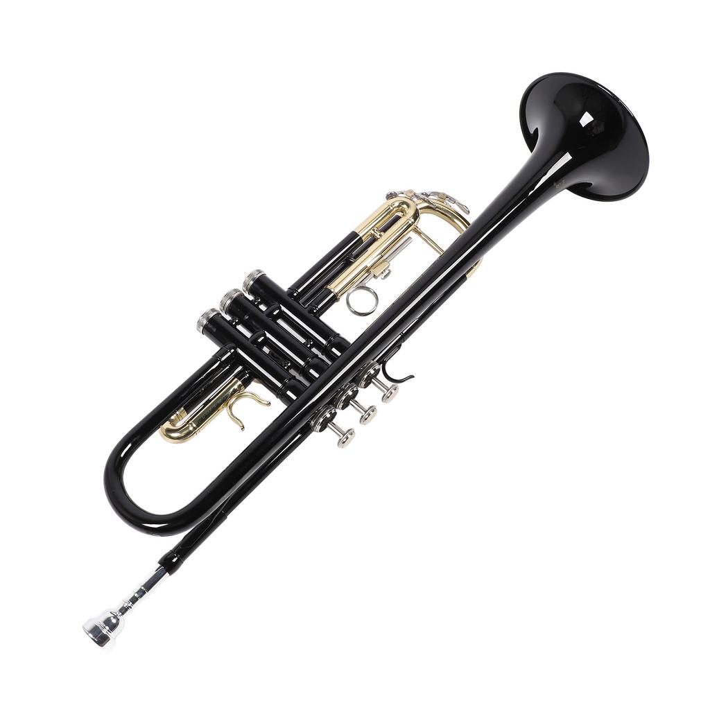Trumpet Bb Brass Instrument Standard Set for Beginners Band Professional Performance Black
