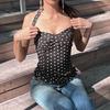 French pure desire style polka dot printing neck sling vest women's summer new versatile and thin Spice Girl sleeveless top