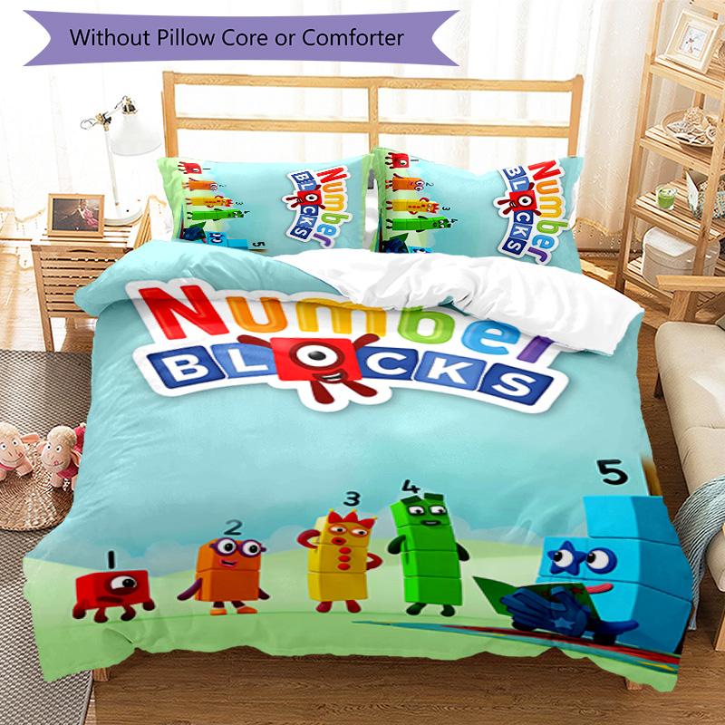 Set di biancheria da letto con motivo Numberblocks2, 3 pezzi, set copripiumino include copripiumino e federe, decorazione perfetta per la camera da letto in ogni stagione e regalo
