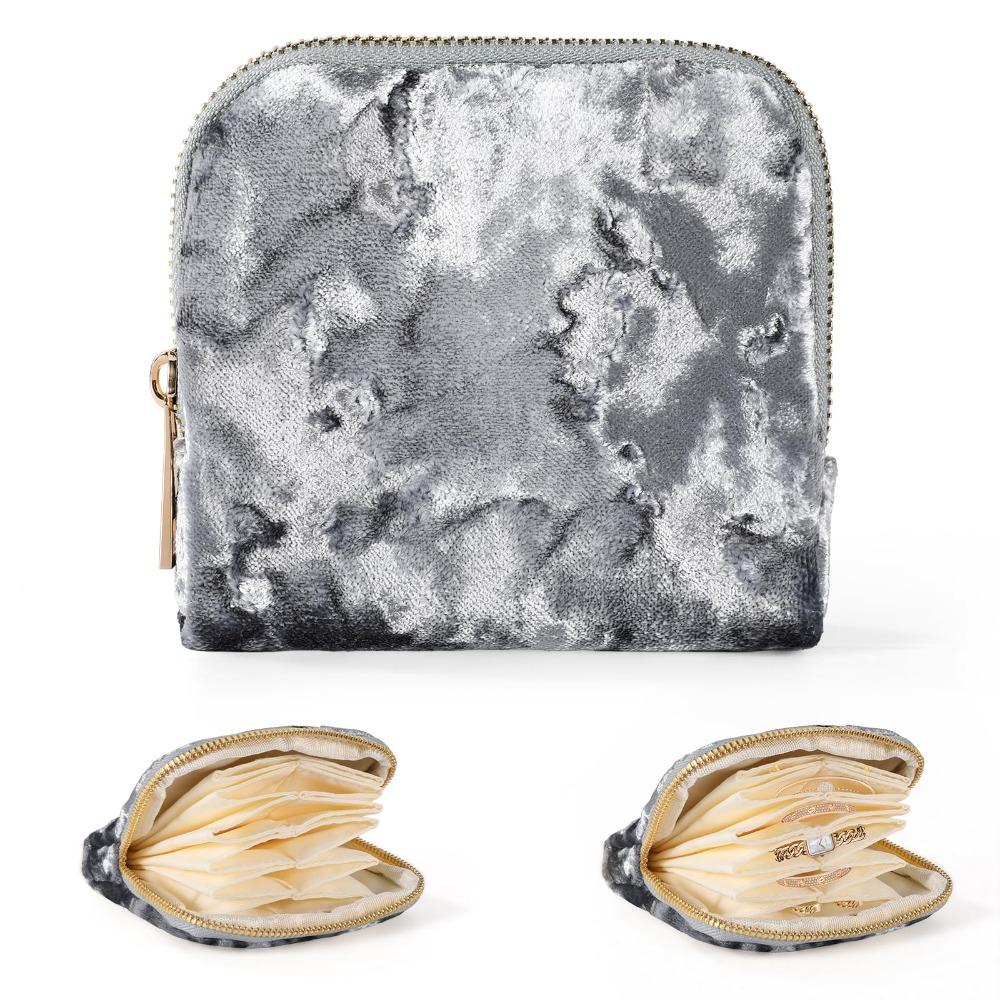 

Professional Anti-Scratch Travel Jewelry Case Portable Velvet Rings Bracelets Storage Bag Small Compact Pendants Bag Gift серый