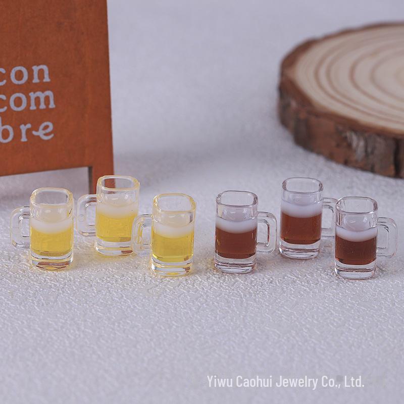 Miniature Beer Mug Toy Ornament for DIY Jewelry, Dollhouse Decoration, and Handmade Crafts.