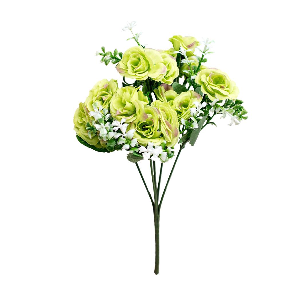 

Букет из 15 головок искусственных шелковых цветов для невесты, свадебной вечеринки, домашнего декора зелёный