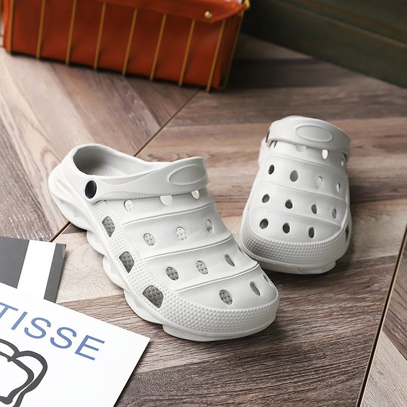 Летняя нескользящая садовая обувь с застежками туфли для студентов-медсестер мужские пляжные сандалии на плоской подошве тапочки с большим носом мужская летняя обувь 883₽