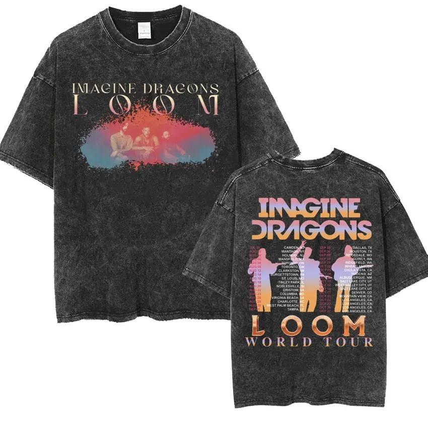 Imagine Dragons Band Loom Tour New Album T Shirts Men Women Fashion Hip Hop Style Retro Washed T-shirt Loose Short Sleeve