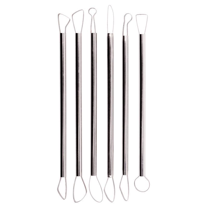 6-Piece Double-Ended Clay & Pottery Sculpture Tool Set with Aluminum Rods and Trimming Knives