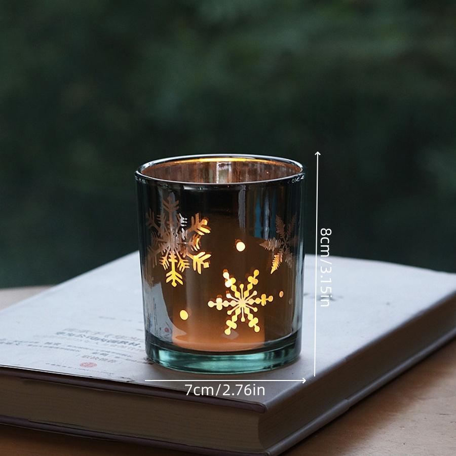 1pcMini Christmas Tree Elk Candle Cup Snowflake Glass Candle Holder Christmas Gift Store Home Dining Table Decoration Ornament
