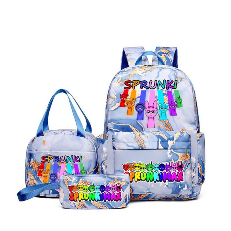 Sprunki Rhythm Box Cartoon Kids School Backpack Set With Lunch Bag Pencil Case Boys Girls