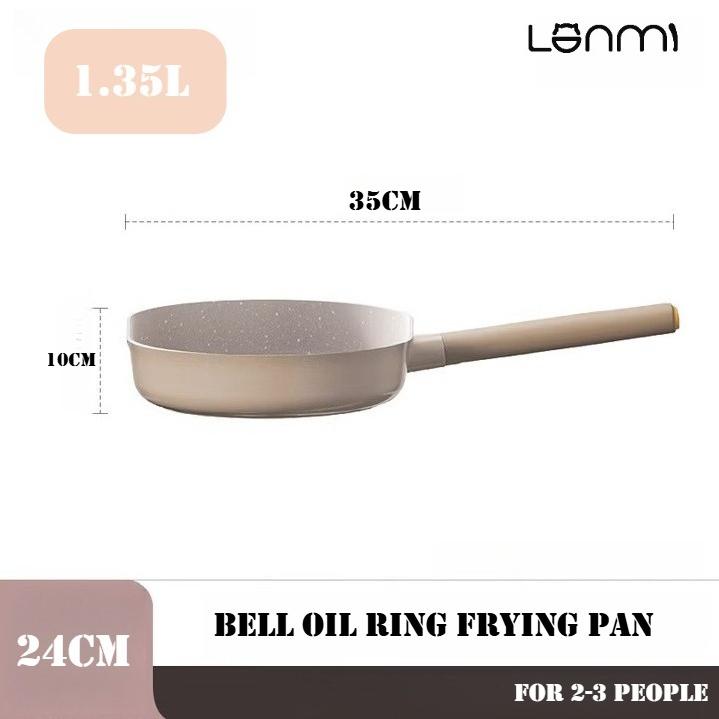 

LANMI 24/28CM Bell Frying Pan Controlled Oil Ring Aluminum Alloy Gas & Induction Stove Pan Popular Frying Pan Single Serve Pan