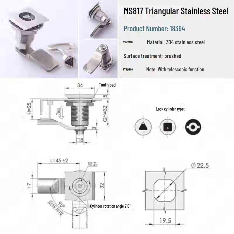 Stainless Steel Electrical Cabinet Cam Lock