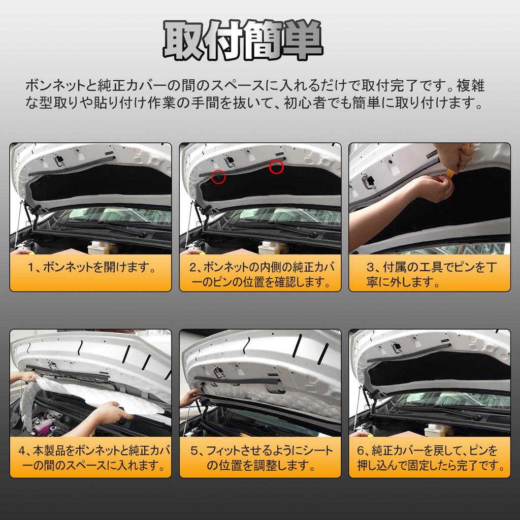 TELLIKA Soundproofing Mat for Toyota Alphard Vellfire Engine Soundproofing Bonnet Soundproofing Engine Hood Insulating Engine Noise Noise Sponge