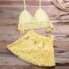 2025 Trendy European & American Hand-Crocheted Bikini Bandeau with Versatile Pleated Skirt Swimsuit