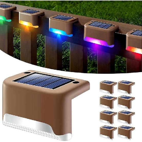 EROCK 8 Pack Solar Deck Lights, LED Solar Step Lights Waterproof Solar Lamp Outdoor Lighting for Stair, Deck, Patio, Yard, Pathway, Fences, Driveway