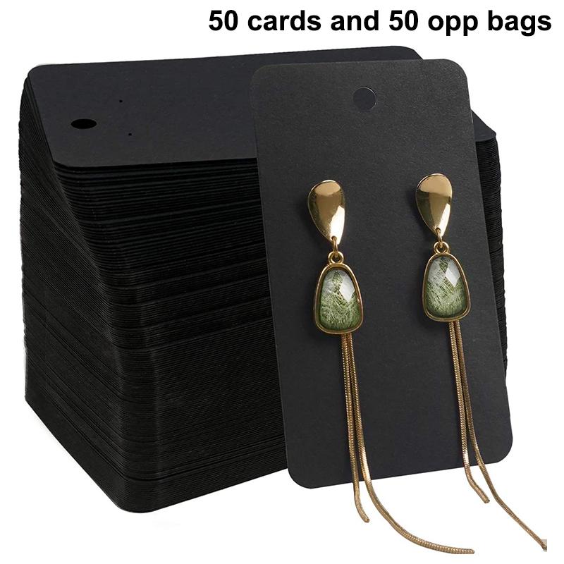 50/100 Bucăți Carduri de Afișare din Hârtie pentru Cercei - Suporturi DIY pentru Cercei Tip Ac și Cercei Hoop, Etichete pentru Afișarea Bijuteriilor, Materiale de Ambalare