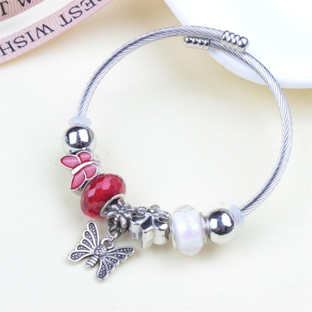 Beaded Bracelet Bangle Multi Element Stainless Steel Copper Alloy Open Spring Snake Bone Chain
