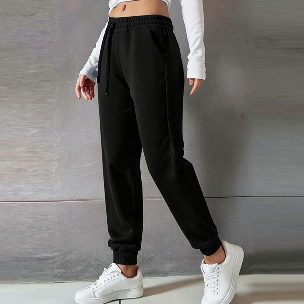 Women's Casual Pants High-waisted Belted Jogging Pants With Pockets