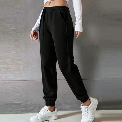 Freizeithose für Damen, Jogginghose mit hoher Taille, Gürtel und Taschen