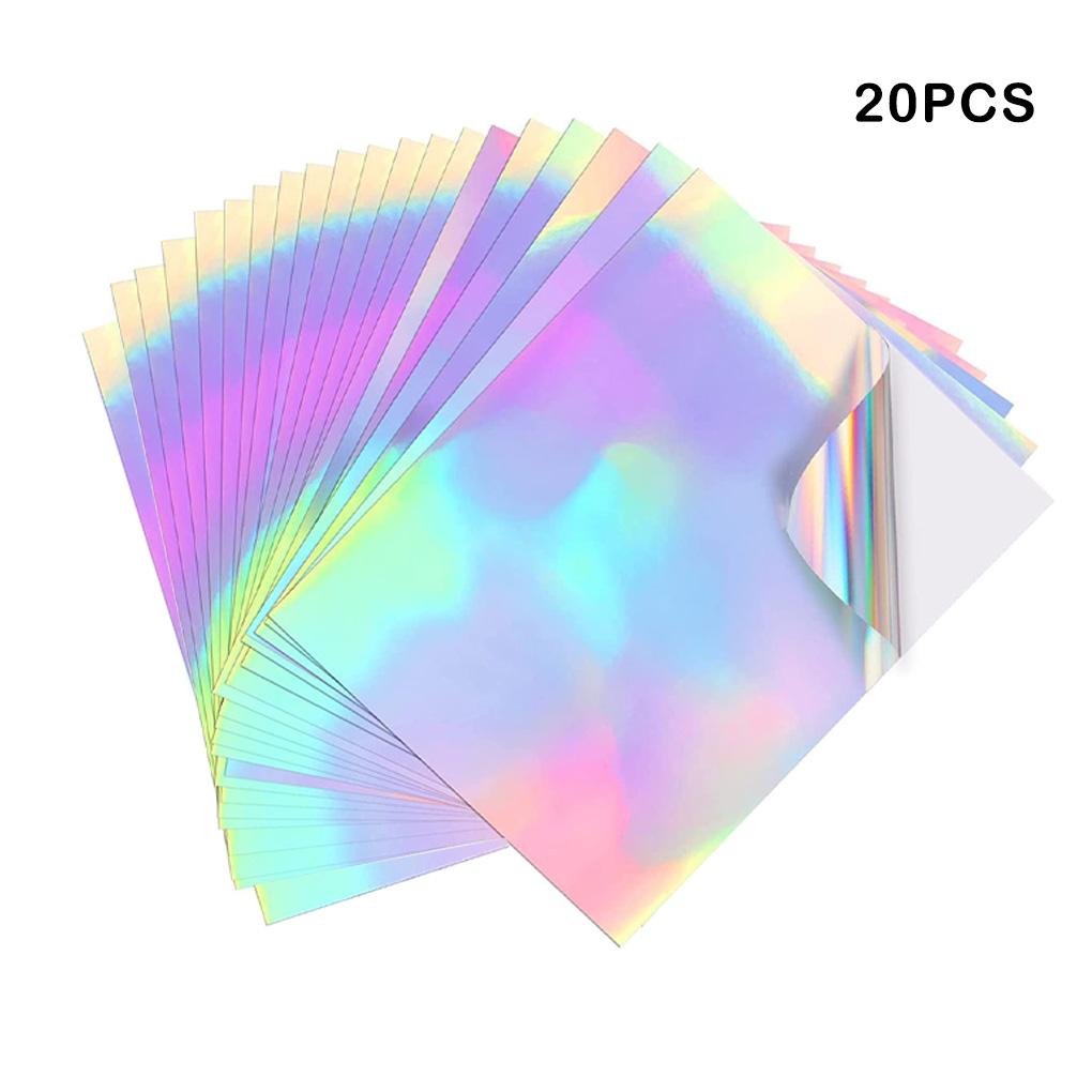 20X A4 Size Sheets Waterproof PVC Sticker Adhesive Craft Decal Rainbow Glitter Removable for Home Decoration