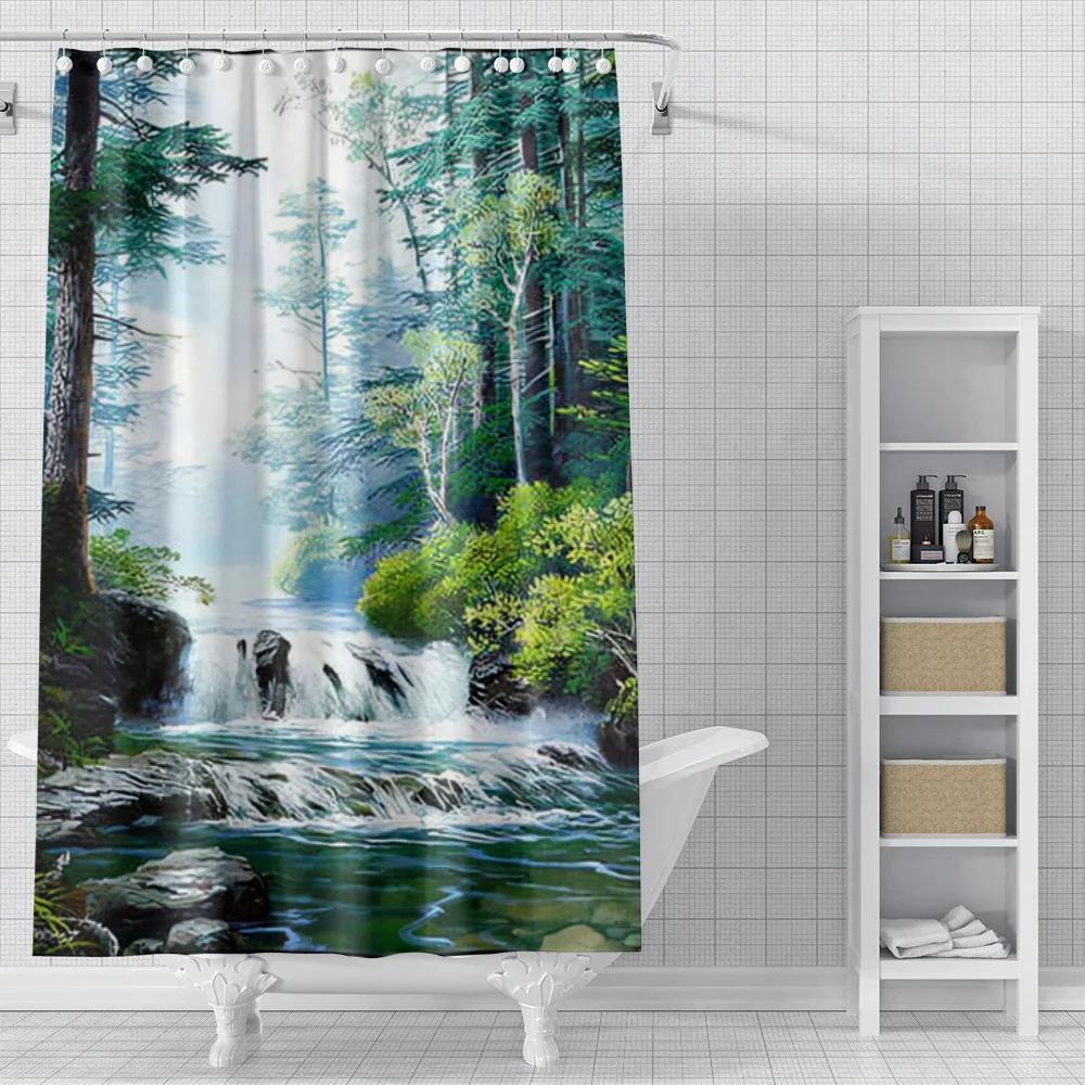 Home Shower Curtains for Bathroom Oil Painting Style Waterproof Fabric Bathroom Curtains Modern Shower Curtain 180x200 240x200