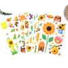 8 Vellen Zonnebloem Bij Vlinder Raamstickers Statisch PVC Raamdecoratie Herbruikbaar Verwijderbaar Lente Bloemen Decals voor Glazen Deur Raam Decor