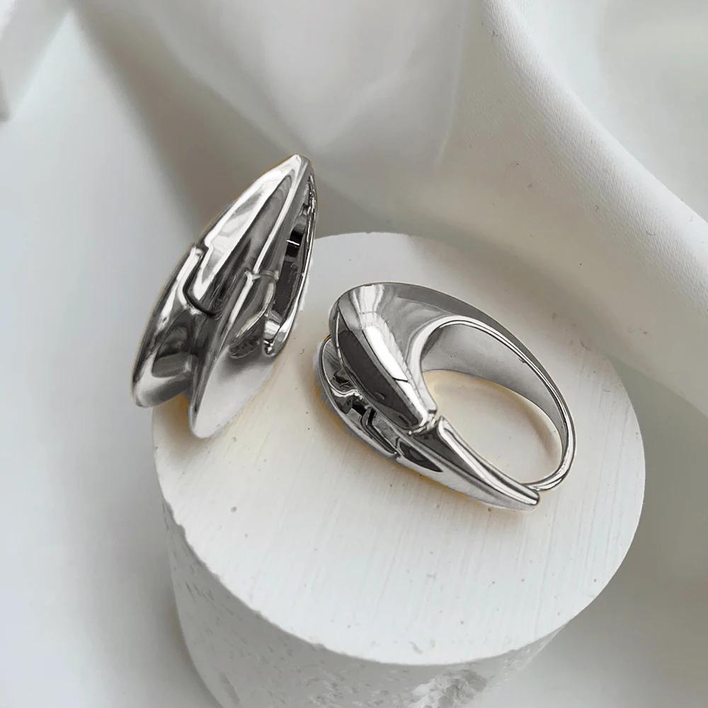 Geometric Heart Ear Buckle Hoop Earrings for Women Trendy Smooth Metal Elliptic Earring Fashion Punk Ol Earrings Jewelry Gifts