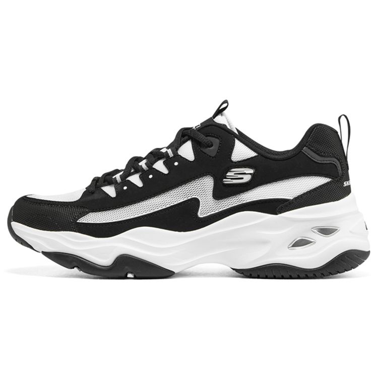 Skechers DLites 4.0 Fabric Synthetic Leather Lightning Panda Low Top Dad Shoes Men sneaker Black White 894126-BKW
