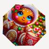 1pc Gingerbread Man Christmas Ornament with Candy Cane Mug, Automatic Opening Folding Umbrella, Portable 3-Fold Design, 8-Bone Iron Frame Outdoor Umbr