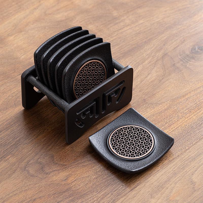 Chinese style tea ceremony accessories, coaster, teacup base Kung Fu tea set retro anti slip and heat-insulating mat, cup holder