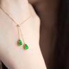 Natürlicher Jade Chalcedon Grün Doppelkürbis Anhänger Leichter Luxus Und Hohe Qualität Vintage Halskette Schlüsselbeinkette Bankettschmuck