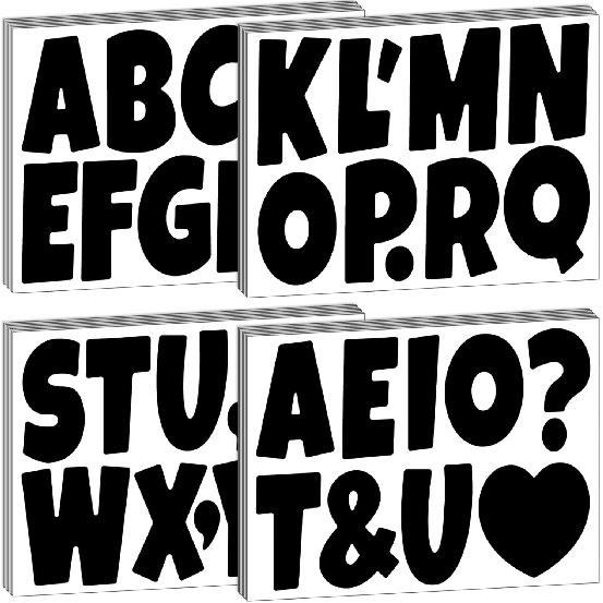 Bemeol Bulletin Board Letters 294 Pieces 4 Inch Letter Stickers Alphabet Cutout Letter for Bulletin Board Display Home Classroom Decor(Black) 4 Inch чёрный