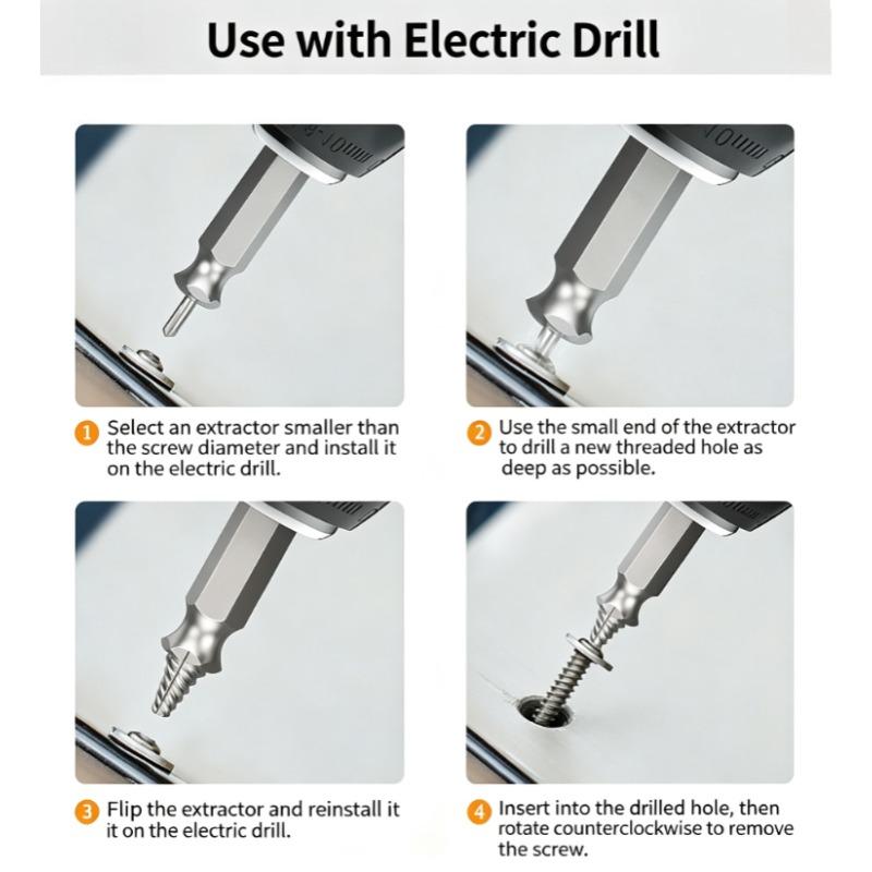 6Pcs/Set Damaged Screw Extractor Set, Double End Broken Bolt Remover Tool, Easy Out Stripped Screw & Broken Head Bolt Extractor
