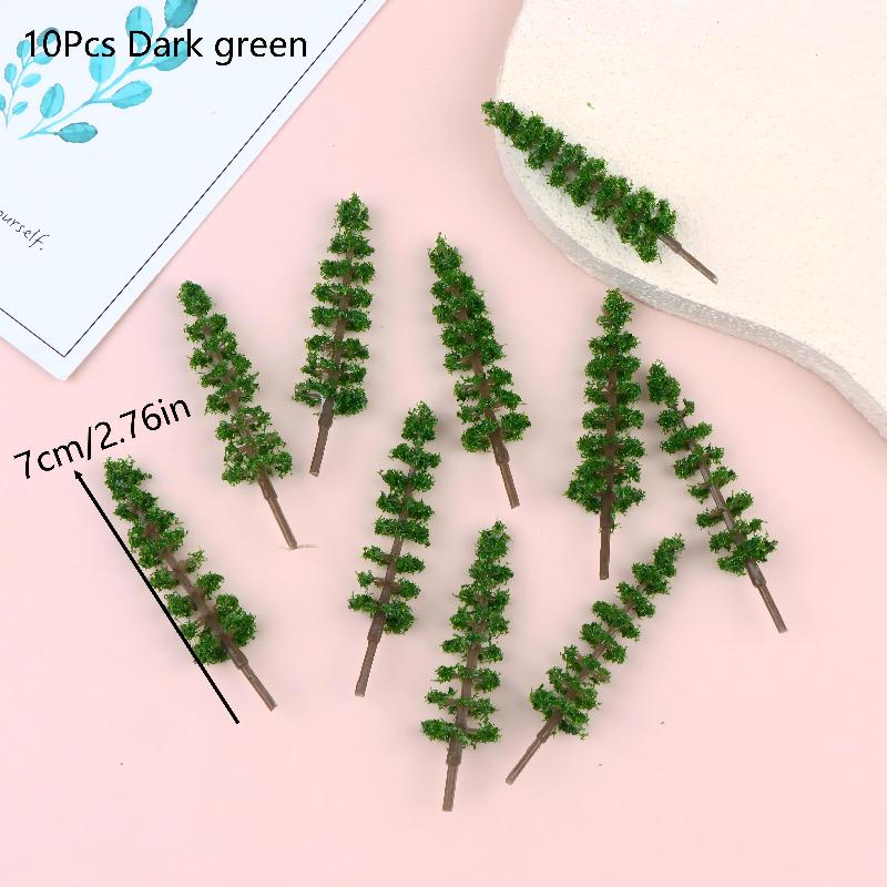 10Pcs Simulation Mini Green Tree Model Dollhouses Garden Landscape Ornaments Dollhouse Railway Street Scene Decoration