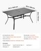 Outdoor Patio Dining Table, 150cm Long Rectangular Metal Steel Slat Backyard Bistro Tables for 4-6, with 38mm Umbrella Hole, All-Weather Large