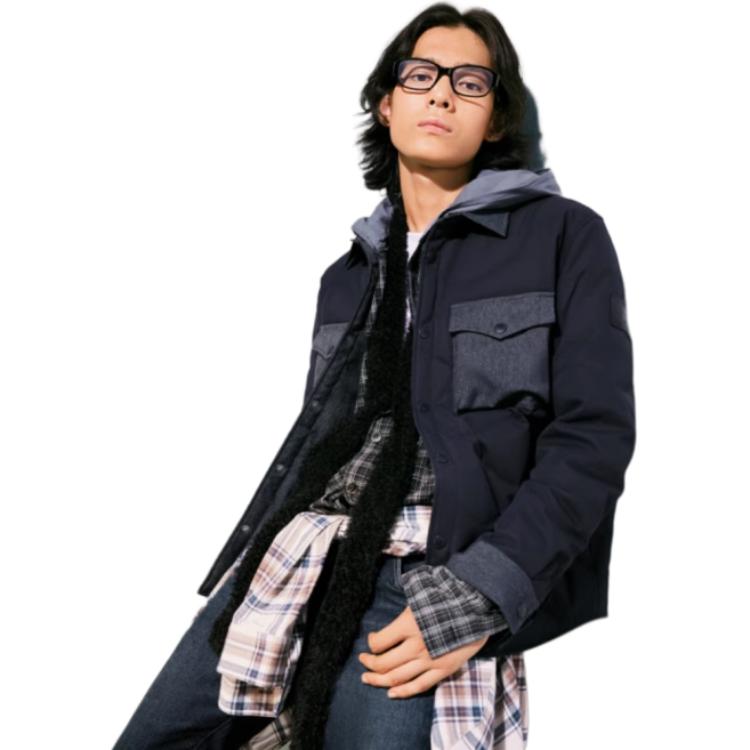 Levis Loose Fashion Lapel Casual Down Jacket Men Jackets Blue Black 002Q1-0001