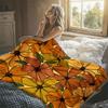 Autumn Flowers Warm Tones Flannel Blanket Perfect for Sofa Office Bed Travel Sleep Read Relax Camping Four Season Use