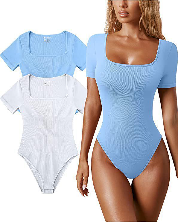2023 Summer Women's Yoga Ribbed Short Sleeve Jumpsuit