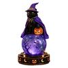 Unique Halloween Gift for Friends LED Lighted Faux Crystal Ball Decoration, Resin Witch/Skeleton/Cat/Ghost Figurine with Led Light