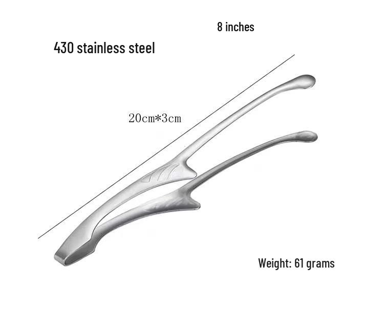 

304 Stainless Steel Korean BBQ & Bread Baking Tongs for Meat, Grilling, and Japanese Cuisine 8-inch Round Head Tong, 430 Stainless Steel серебряный