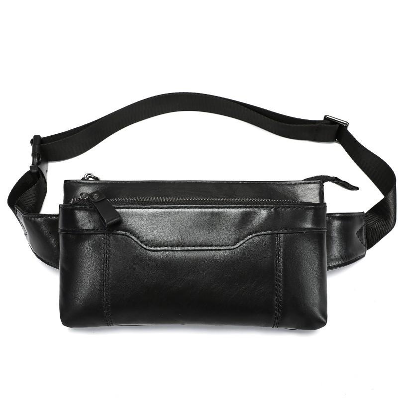 Real Leather Men s Waist Bag High-end Fashion Crossbody Top Layer Cowhide Horizontal Simple Chest