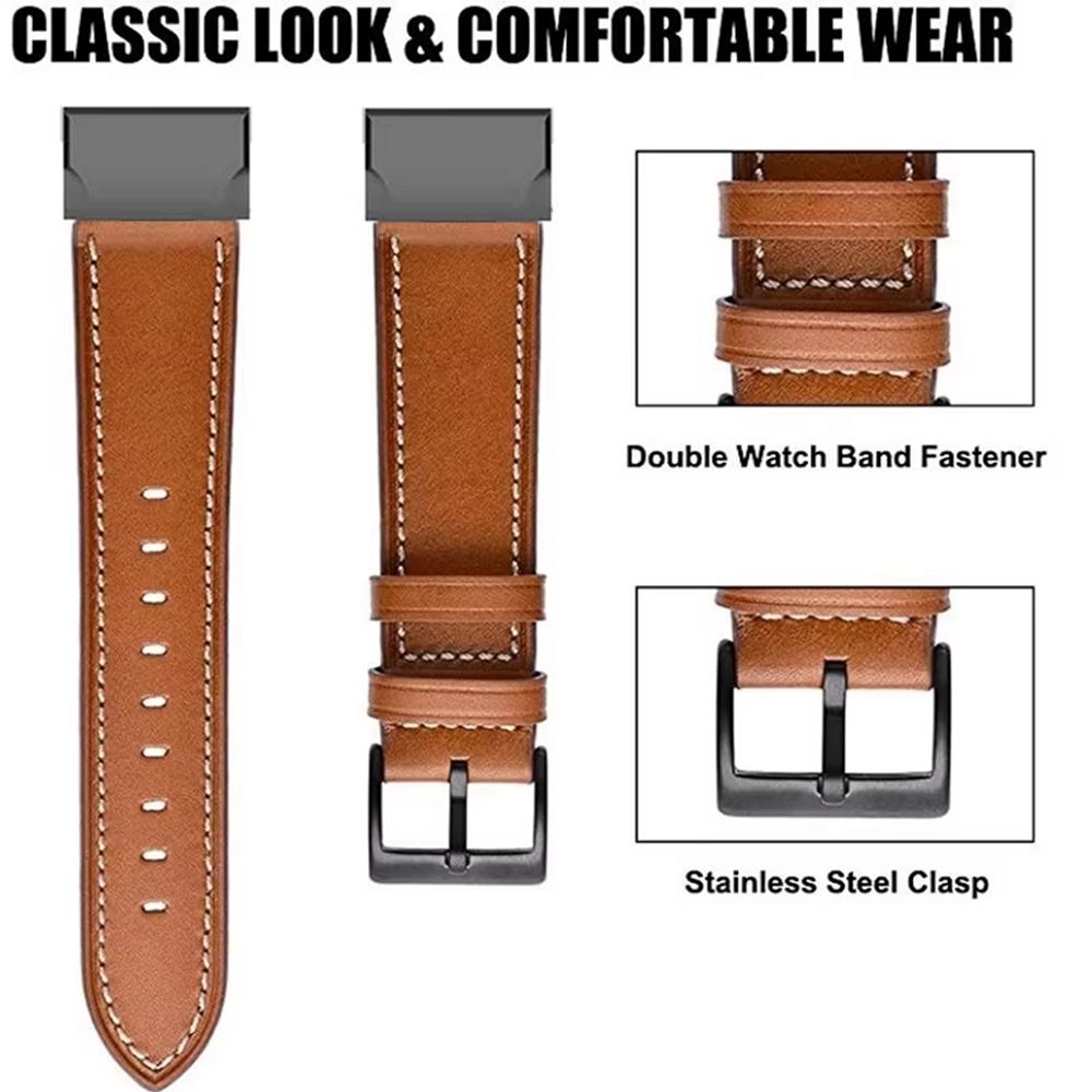 22mm White Stitch Quick Release Watch Band for Garmin Fenix 8 Pro AMOLED 47mm/8 47mm/Fenix E 47mm Fiber Leather Replacement Strap