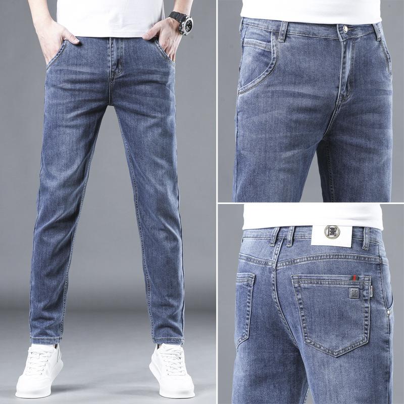 

Simple Style Men s Jeans Youth New Fashion Denim Pants Mid Waist Straight Stretchy Slim Fit Jeans Size 40 Daily Casual Men Trousers 28