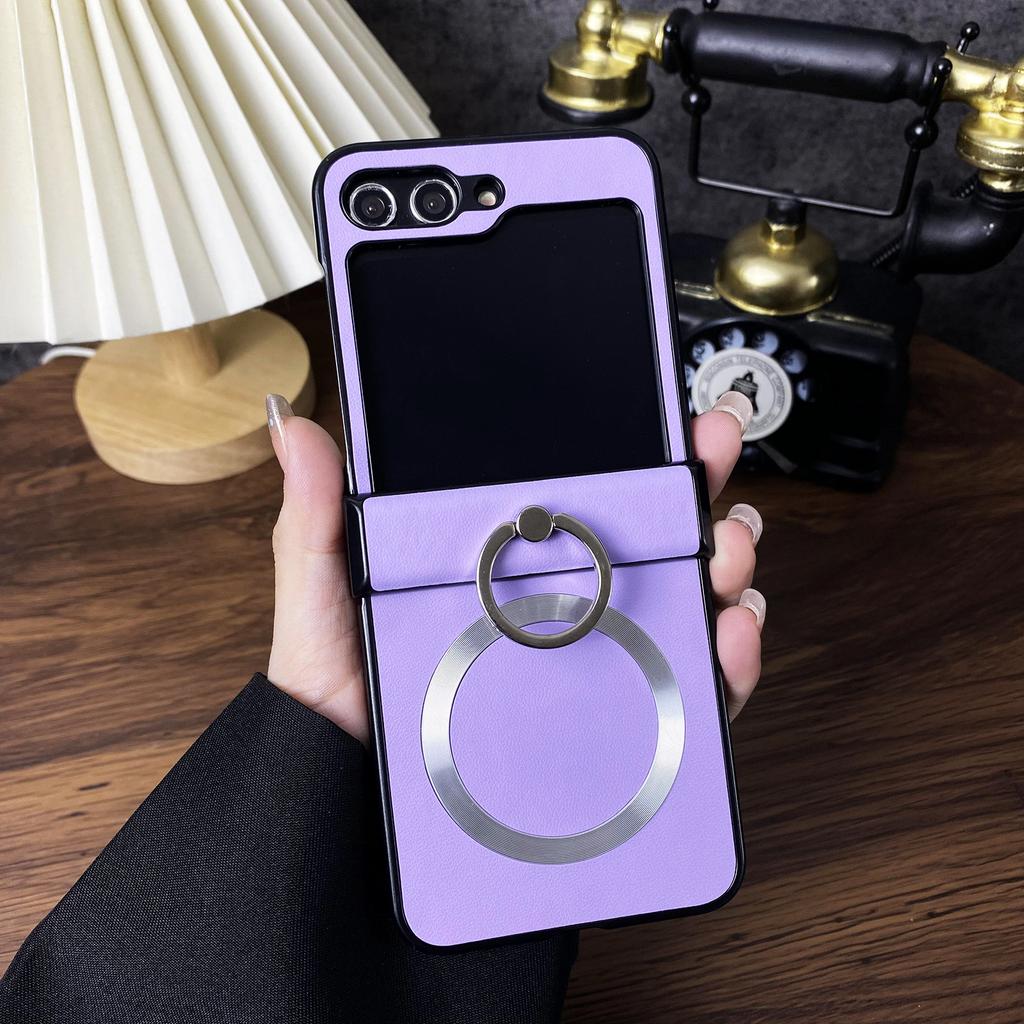 Applicable to Samsung ZFlip6 mobile phone case folding screen sticker leather ZFLIP5 protective case zflip6 magnetic bracket case