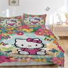 3pcs Hello Kitty & Colorful Daisy Design Pattern Bedding Set, 1* Cover + 2*Pillowcases, Printed Bedding Set, Soft and Comfortable.W034