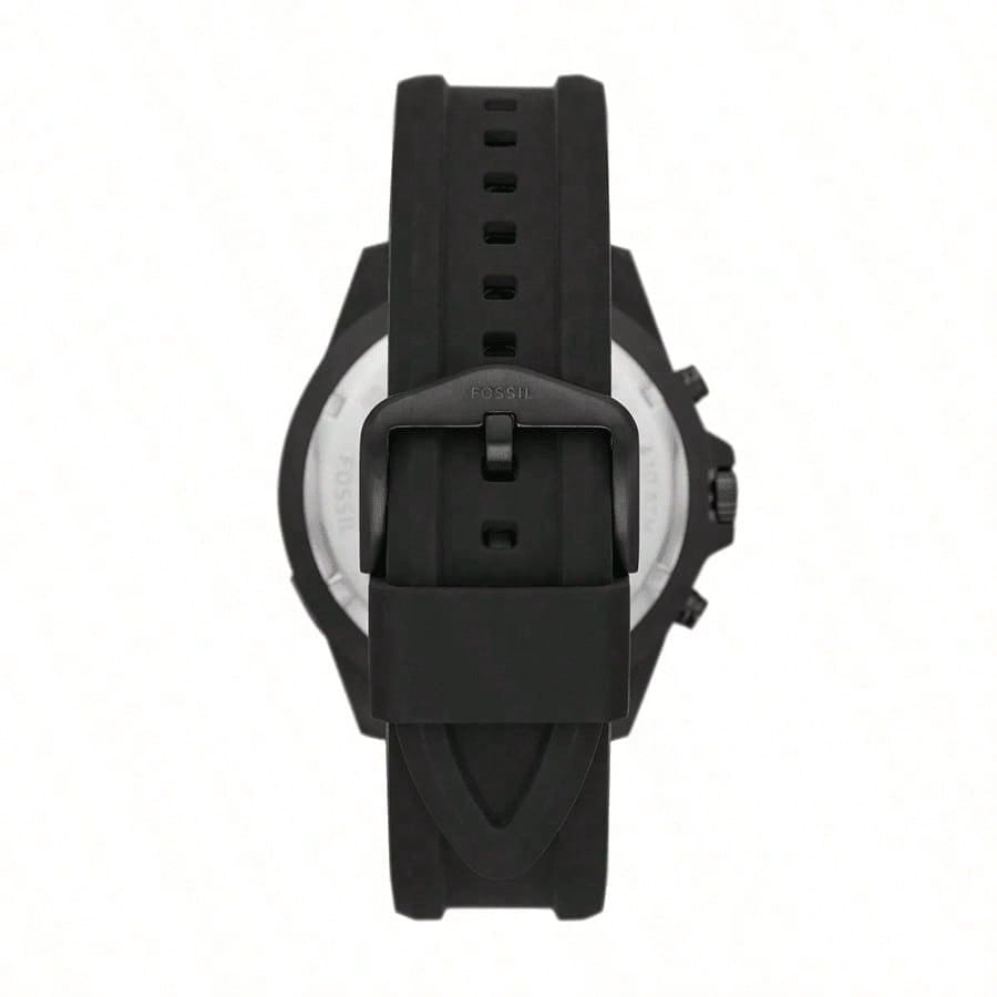 Fossil Men's Chronograph Garrett Black Silicone Strap Watch 44mm FS5695