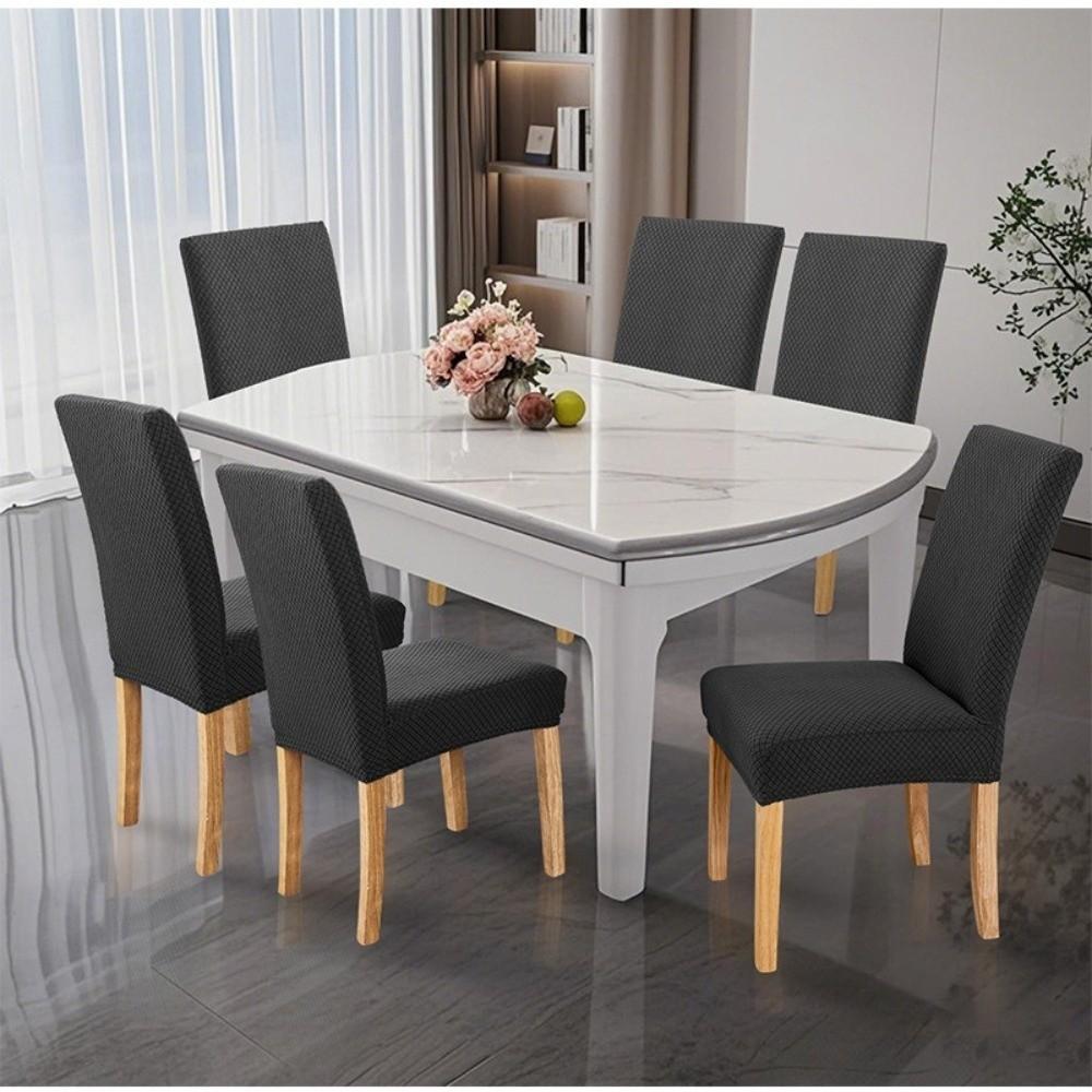 New High-elastic Dining Chair Cover Jacquard Anti-slip Stool Slipcover Dust-proof Soft Backrest Protector for Home Decoration