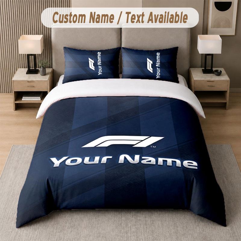 Set Biancheria da Letto Personalizzato Modello F1, Stampa Nome Testo 1 Copripiumino più 2 Federe Tessile per la Casa