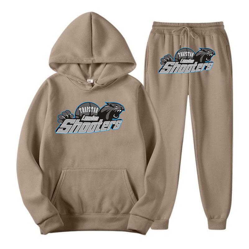 Printed Sportswear Men's Two-piece Loose Hooded Sweatshirt Set