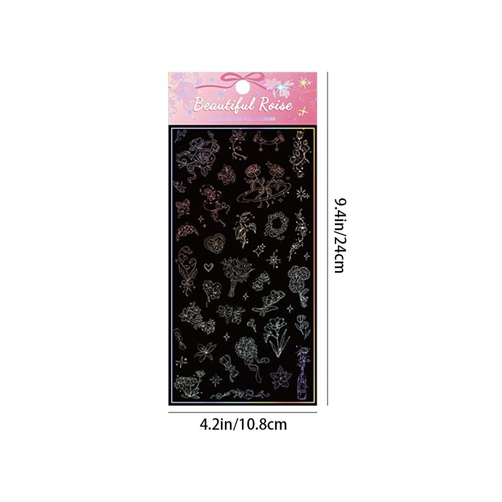 Retro laser stickers, creative hot silver colorful stickers, DIY account decoration materials, butterfly flower stickers