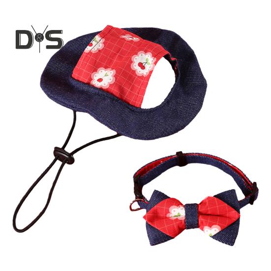 

Шляпа от солнца для домашних животных с отверстиями для ушей, вишневая шляпа-ведро с банданой/воротником, солнцезащитная охлаждающая шляпа для маленьких и средних собак и кошек S 2