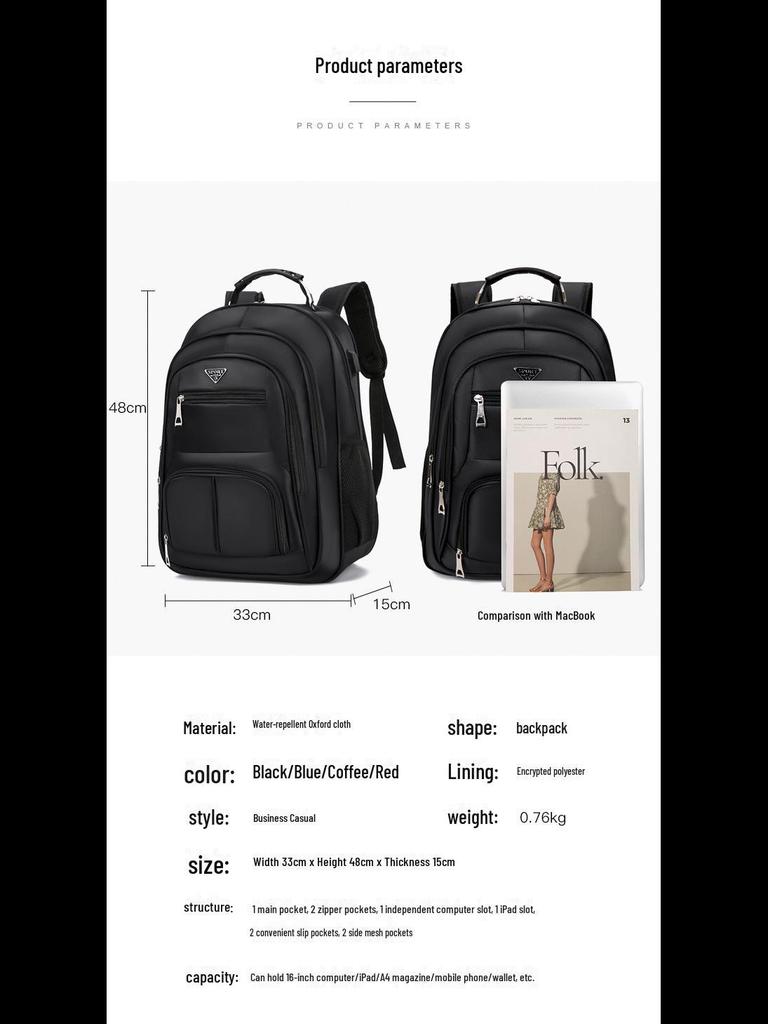 Herren Rucksack einfarbig Allzweck für Business und Reise